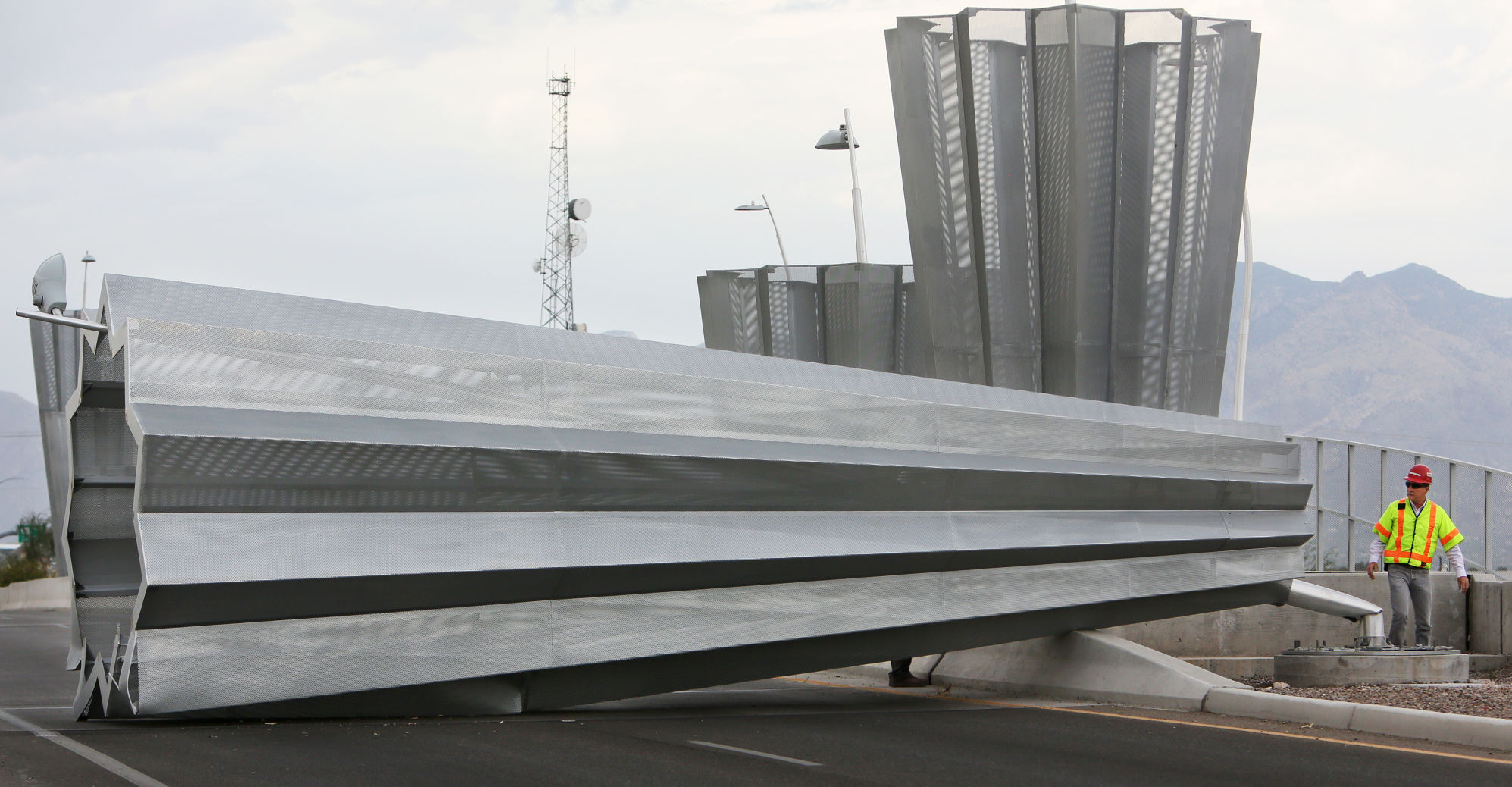 Sculpture on overpass